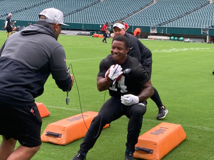 Eagles rookie RB Kenny Gainwell at practice on June, 2021